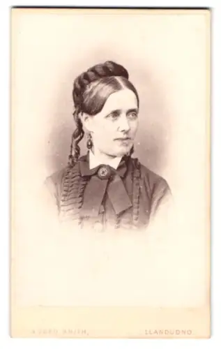 Fotografie A. Ford Smith, Llandudno, Porträt einer Frau mit kunstvoller Frisur