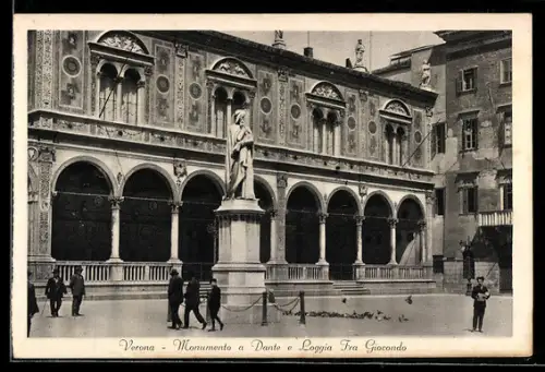 AK Verona, Monumento a Dante e Loggia Fra Giocondo