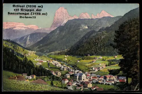 AK Ortisei, Panorama col Gruppo del Sassolungo, Dolomiti