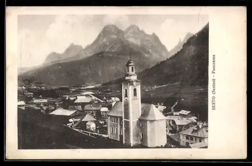 AK Sexten, Panorama mit Kirche