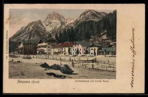 AK Ampezzo /Tirol, Schluderbach mit Croda Rossa