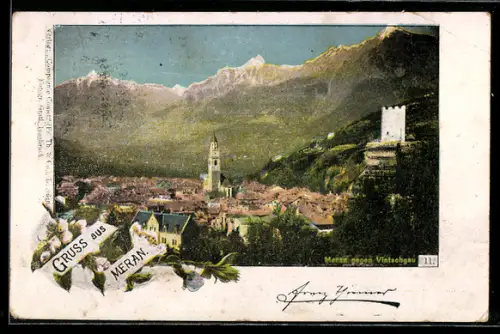 AK Meran, Totalansicht gegen Vintschgau