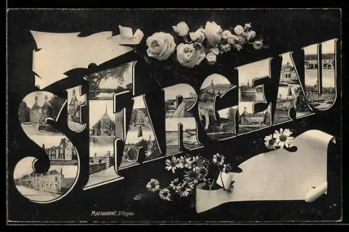 AK St Fargeau, Buchstaben mit Ortsansichten, Montage