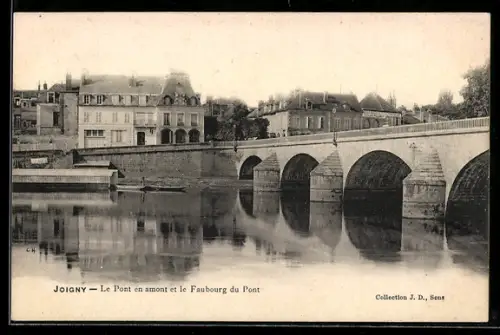 AK Joigny, le Pont en amont et le Faubourg du Pont