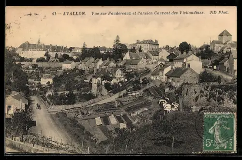 AK Avallon, Vue sur sur Fouderaux et l'ancien couvent des Visitandines
