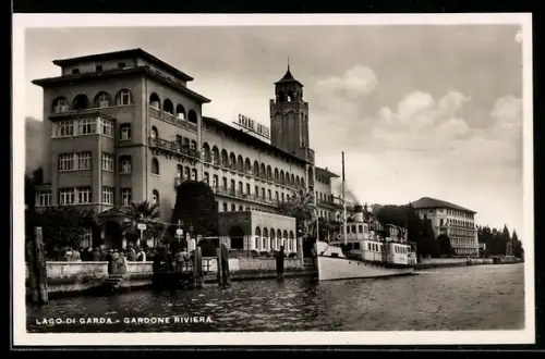 AK Gardone, Riviera, Grand Hotel und Dampfschiff