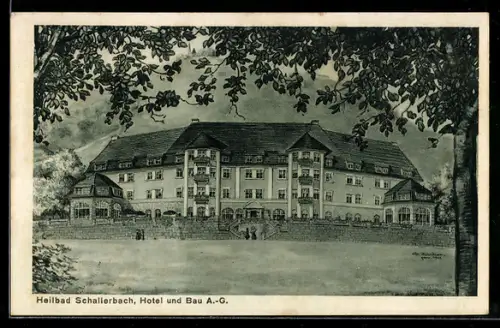 Künstler-AK Bad Schallerbach, Hotel und Bau