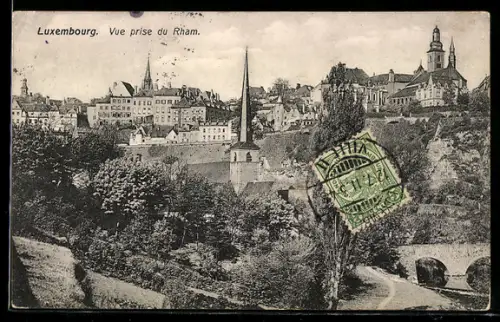 TCV-AK Luxembourg, Vue prise du Rham, Bildseitenfrankatur