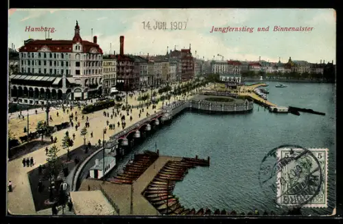 TCV-AK Hamburg-Neustadt, Jungfernstieg und Binnenalster, Bildseitenfrankatur
