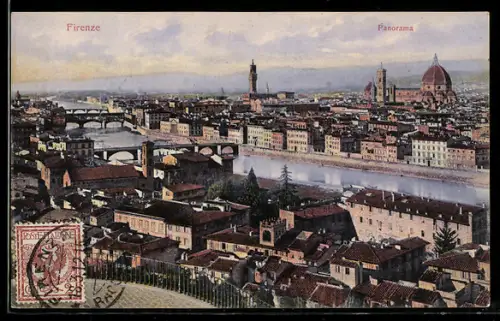 TCV-AK Firenze, Panorama, Bildseitenfrankatur