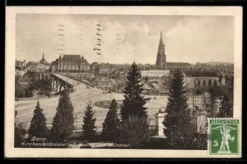 TCV-AK Bern, Kirchenfeldbrücke mit Kasino, Bildseitenfrankatur