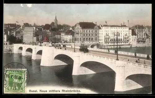 TCV-AK Basel, Neue mittlere Rheinbrücke, Bildseitenfrankatur