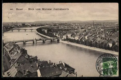 TCV-AK Basel, Blick vom Münster, Bildseitenfrankatur