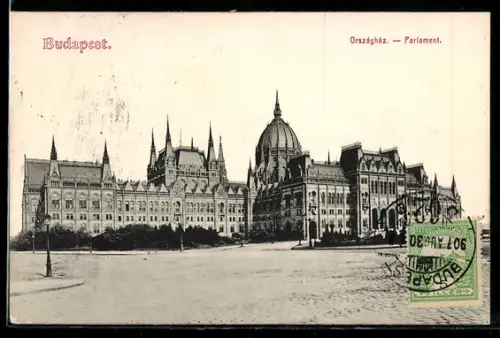 TCV-AK Budapest, Parlament, Bildseitenfrankatur