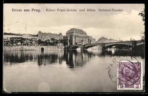 TCV-AK Prag, Kaiser Franz-Brücke, Bildseitenfrankatur