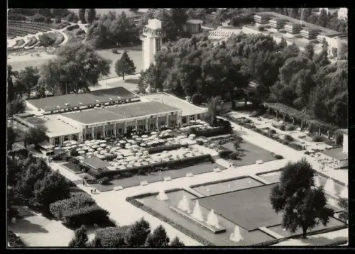 AK Essen, Gruga-Park, Hauptgaststätte Gr. Handelshof E. Heiming aus der Vogelschau