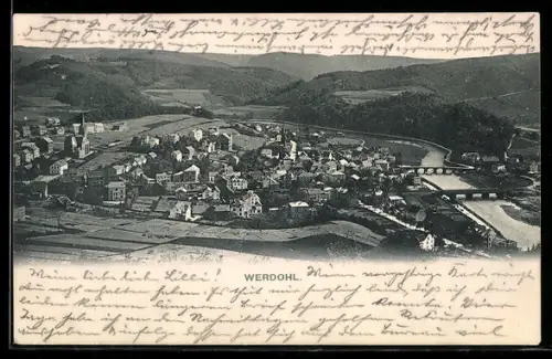 AK Werdohl, Gesamtansicht der Stadt mit Fluss und Brücken