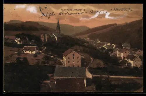 AK Altroggenrahmede /Rahmedetal, Ortsansicht mit Kirche aus der Vogelschau