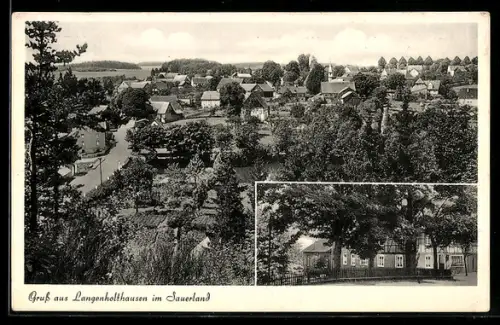 AK Langenholthausen im Sauerland, Ortsansicht, Gasthof Pension Heinrich Habbel