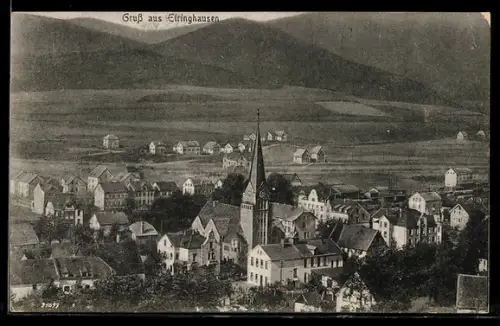 AK Eiringhausen, Ortsansicht mit Kirche und umliegenden Häusern