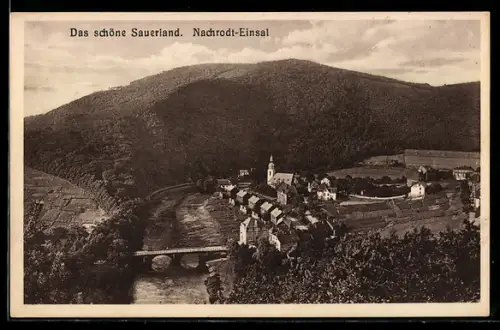 AK Nachrodt-Einsal, Ortsansicht mit Kirche und Brücke