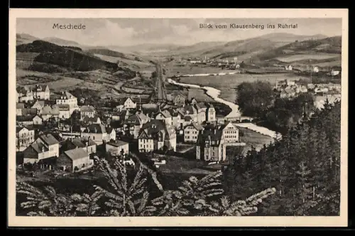AK Meschede, Blick vom Klausenberg ins Ruhrtal