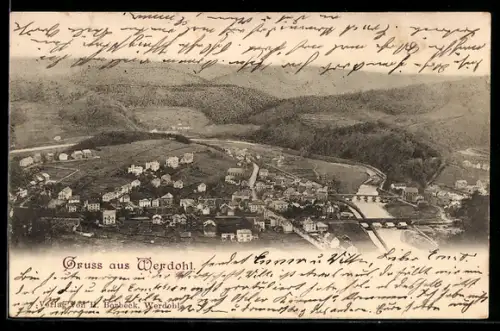 AK Werdohl, Ortsansicht mit Fluss und Brücke