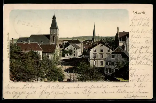 AK Schwerte, Strassenpartie mit Kirche