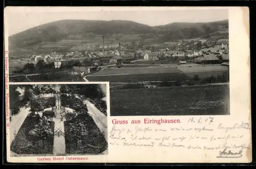 AK Eiringhausen, Garten-Hotel Ostermann, Teilansicht