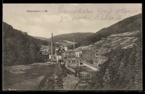 AK Bärenstein i. W., Ortspartie mit Strasse
