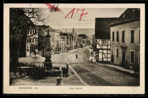 AK Arnsberg i. W., Alter Markt mit Brunnen