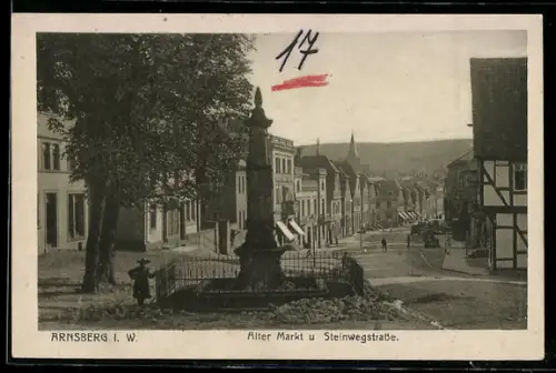 AK Arnsberg i. W., Alter Markt und Steinwegstrasse