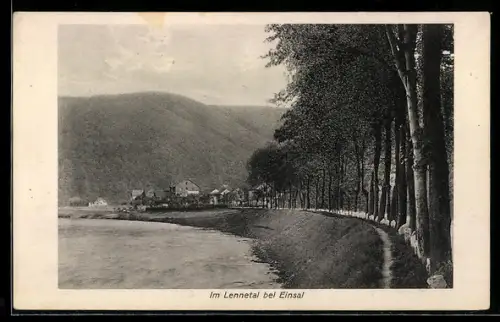 AK Einsal /Lennetal, Teilansicht des Ortes mit Bergpanorama