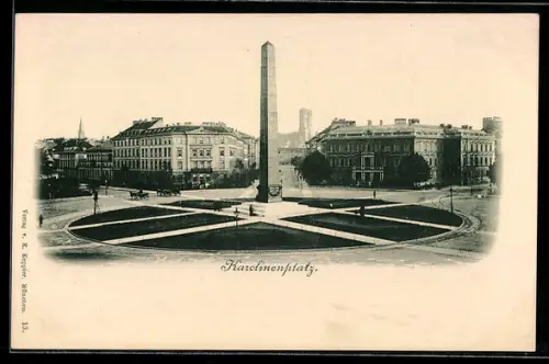 AK München, Schwarzer Obelisk auf dem Karolinenplatz
