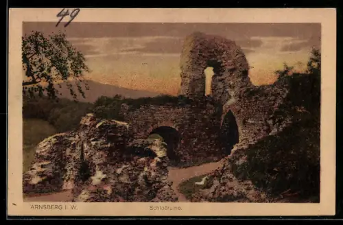 AK Arnsberg i. W., Partie an der Schlossruine