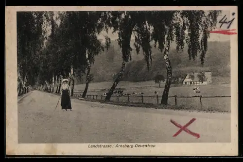 AK Arnsberg, Landstrasse auf dem Weg nach Oeventrop