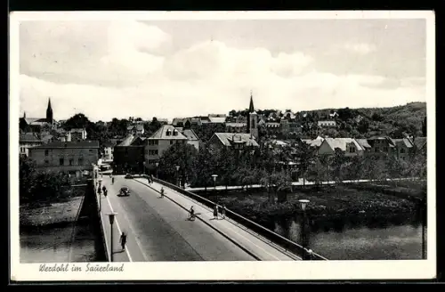 AK Werdohl im Sauerland, Brücke, Stadtansicht, Kirche