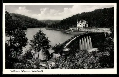 AK Lüdenscheid, Fülbecker Talsperre, Staumauer, Betriebsgebäude