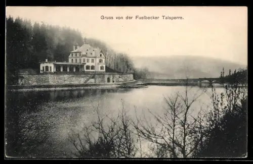 AK Lüdenscheid, Fuelbecker Talsperre, Staumauer, Gasthaus