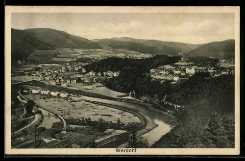 AK Werdohl, Panoramaansicht der Stadt und Umgebung