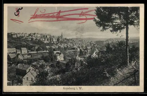 AK Arnsberg i. W., Panoramaansicht der Stadt
