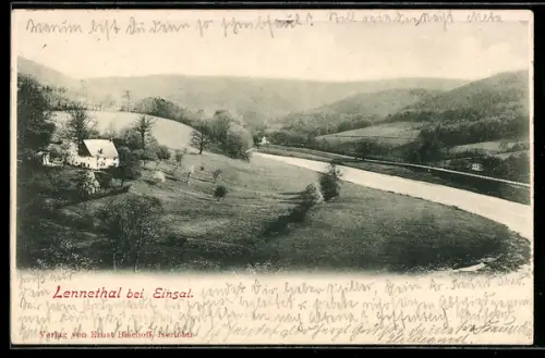 AK Einsal /Lennetal, Landschaftsansicht mit Fluss und Gehöft