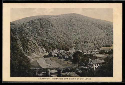 AK Nachrodt, Malerische alte Brücke an der Lenne