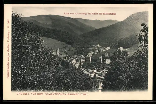 AK Altena, Blick vom Kikümsweg ins Rahmedetal, Ortsansicht