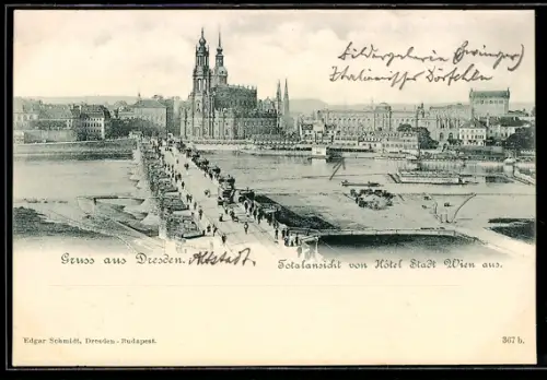 AK Dresden-Neustadt, Totalansicht von Hotel Stadt Wien aus