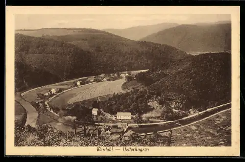 AK Werdohl /Ütterlingsen, Panoramaansicht mit Fluss und umliegenden Hügeln