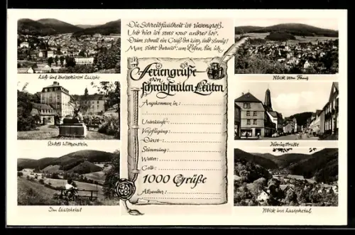 AK Laasphe, Schloss Wittgenstein, Totalansicht und Königstrasse