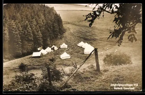 AK Garbeck /Sauerland, Jungkolpingzeltlager 1958