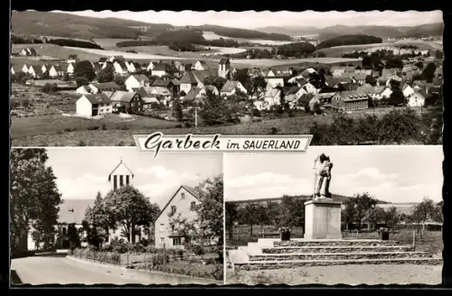 AK Garbeck im Sauerland, Ortsansicht, Kirche, Kriegerdenkmal