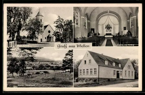 AK Mellen, Kath. Kirche, Inneres der Kirche, Sauerland, Schule